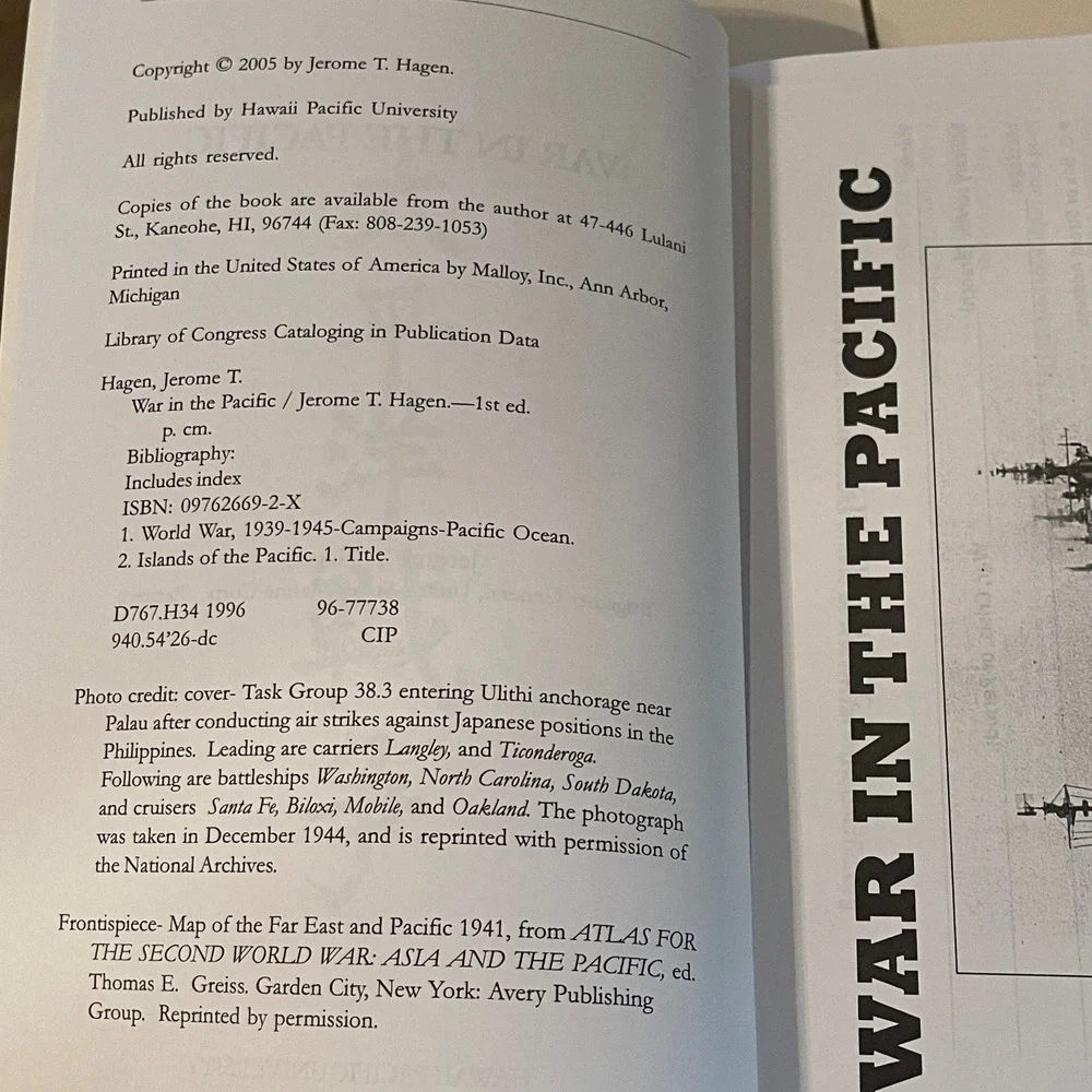 War in the Pacific Vol III Autographed By Author Jerome T Hagen 1st Ed WWII Book